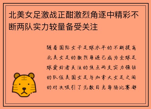 北美女足激战正酣激烈角逐中精彩不断两队实力较量备受关注